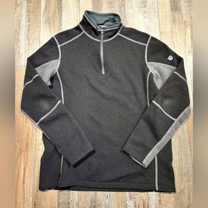 Kuhl Men's Black Quarter Zip Fleece Pullover Long Sleeve Logo Medium EUC